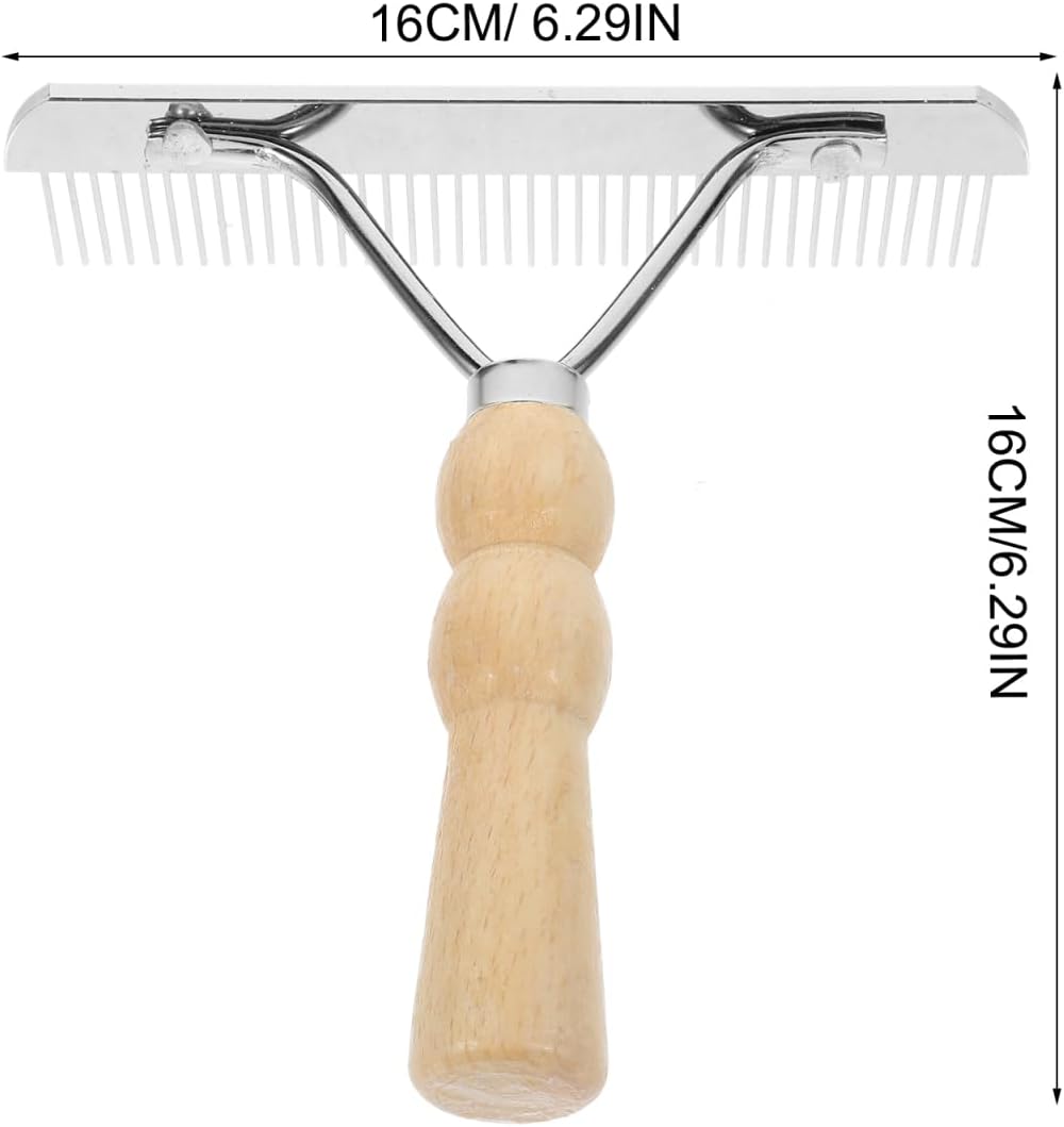 POPETPOP Horse Nail Rake, Undercoat Grooming Rake with Wooden Handle