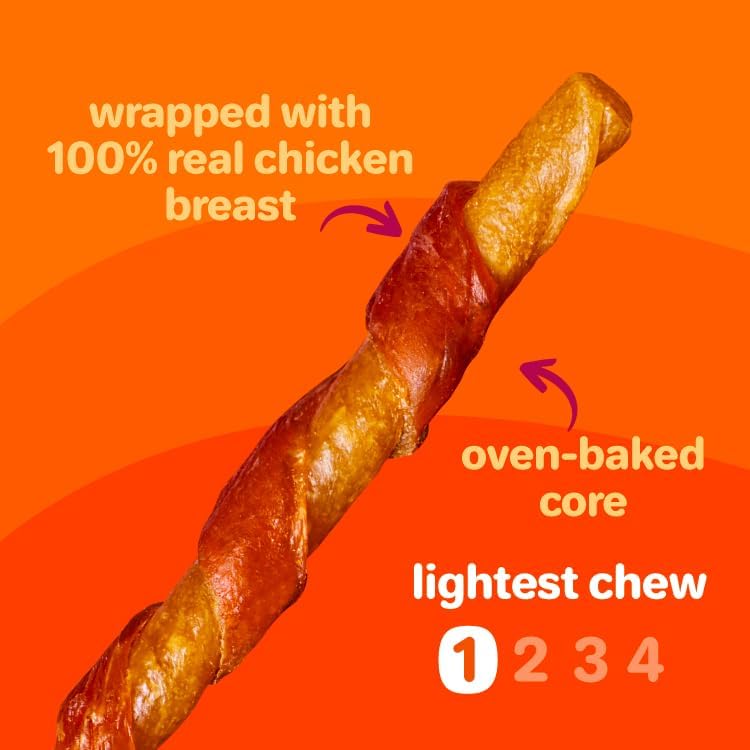 Hartz Oinkies Tender Twists Rawhide‑Free Dog Chews with Real Chicken