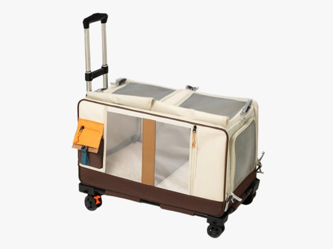 Large Cat Carrier with Wheels, Rolling Folding Soft-Sided for 2 Cats