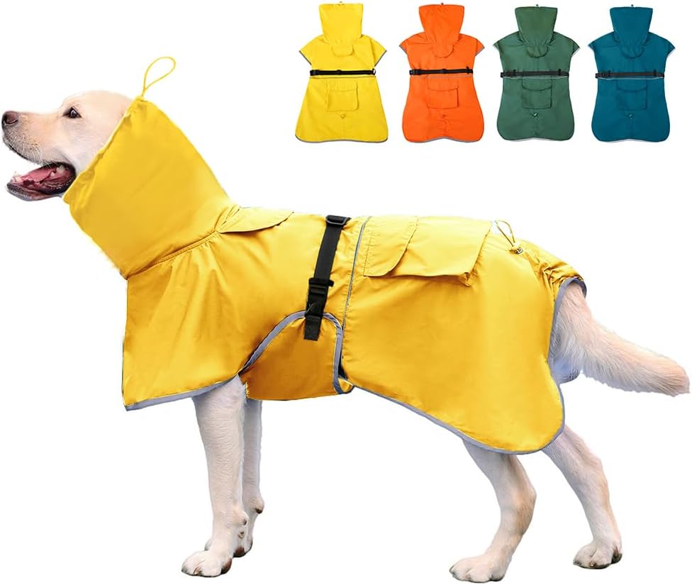 Dog Raincoat Waterproof Rain Jacket for Large Dogs Yellow,5XL