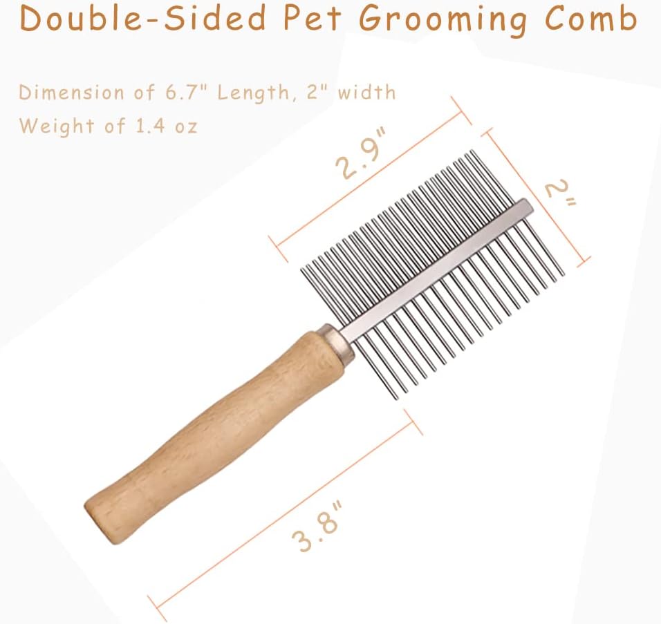Dog Cat Pet Comb Double-Sided Grooming Brush Metal Comb for Loosening