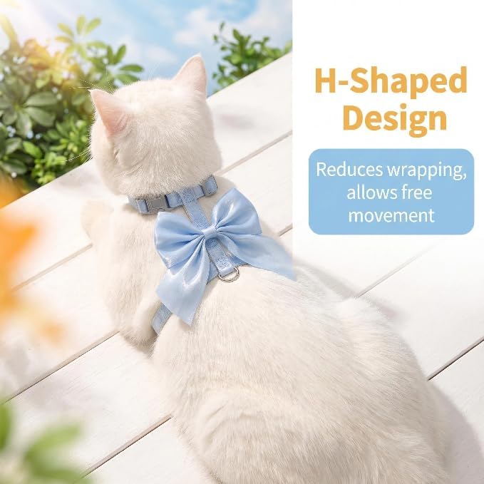 Cute Leash and Bow H-Shaped Design Harness for Small Cats Dogs