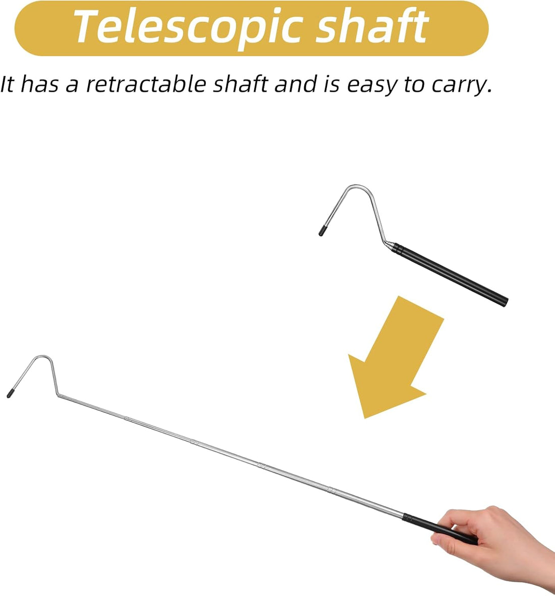 Mabor 40 Inch Snake Hook, Stainless Steel Extensible Grappling Hook