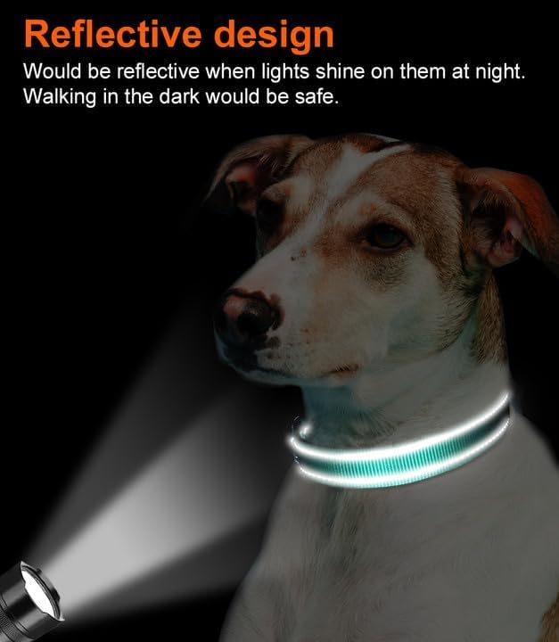 Joytale Reflective Dog Collar, Soft Neoprene Padded, Metal D-Ring