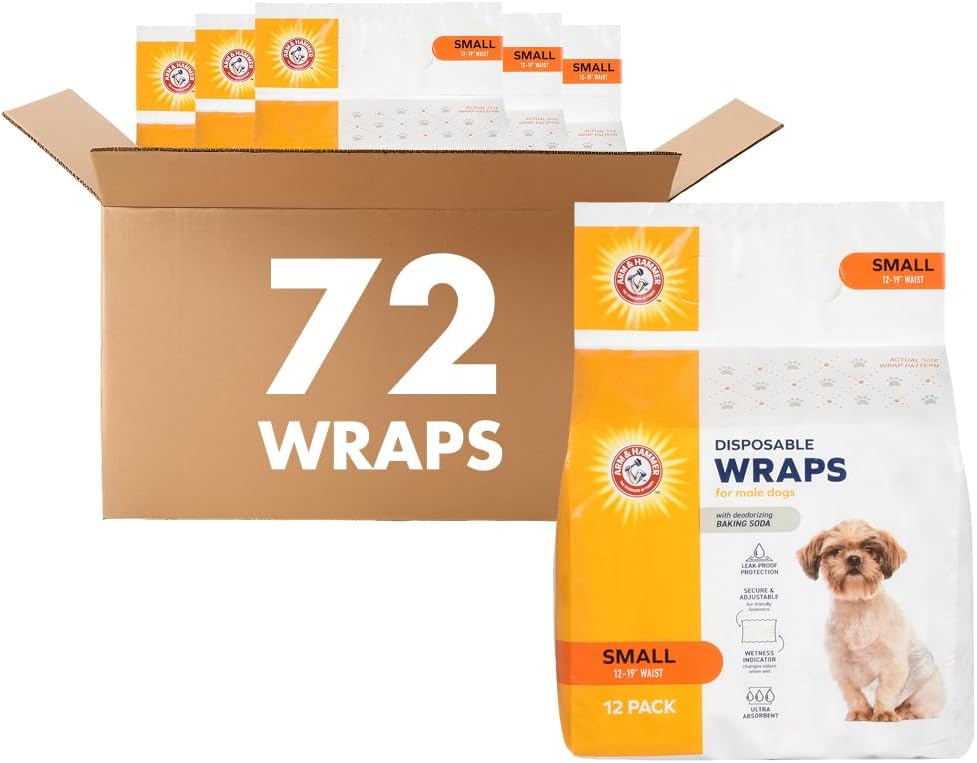 Arm & Hammer Small Male Dog Belly Band Wraps, 12 Count