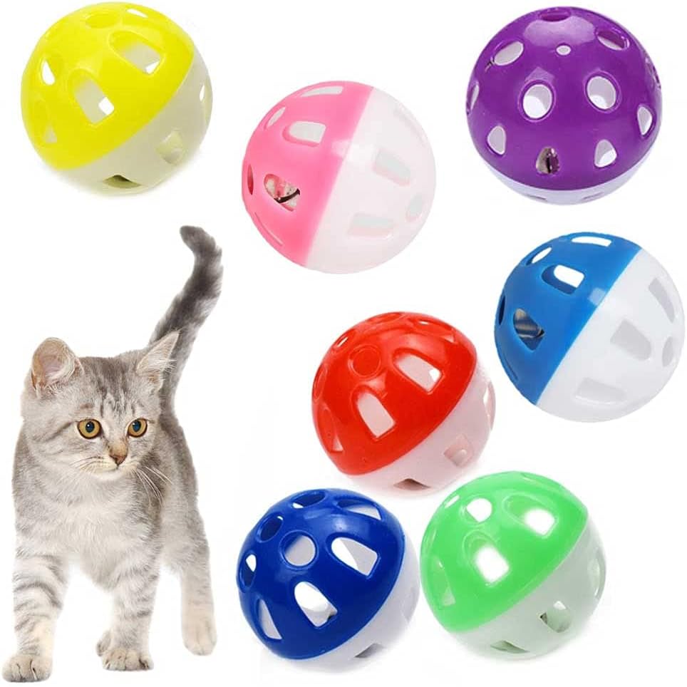 VOVIGGOL 12 Pack 2 Color Rainbow Cat Toy Balls Soft EVA Foam