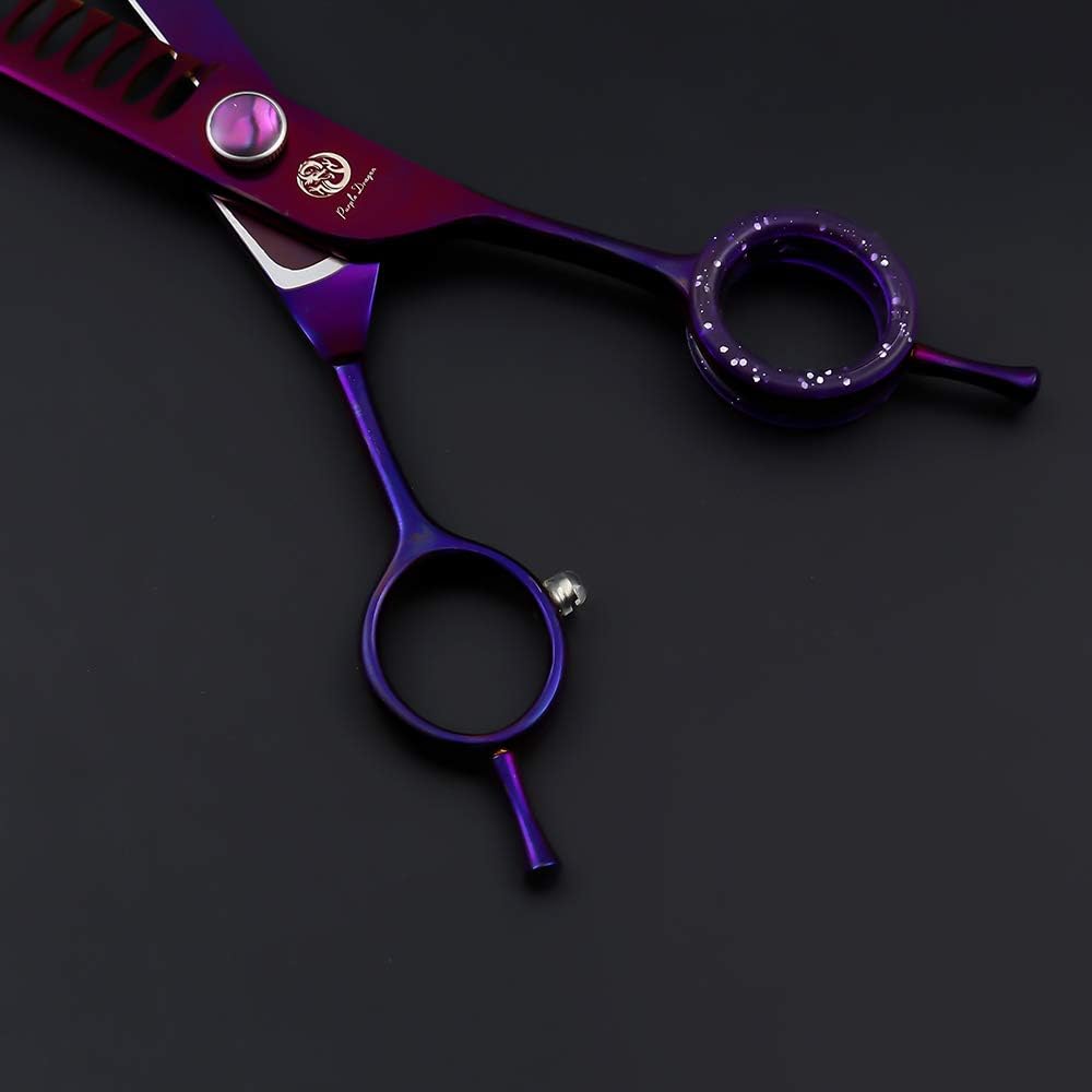 Purple Dragon 7.0" Purple Downward Curved Pet Grooming Curved Scissors