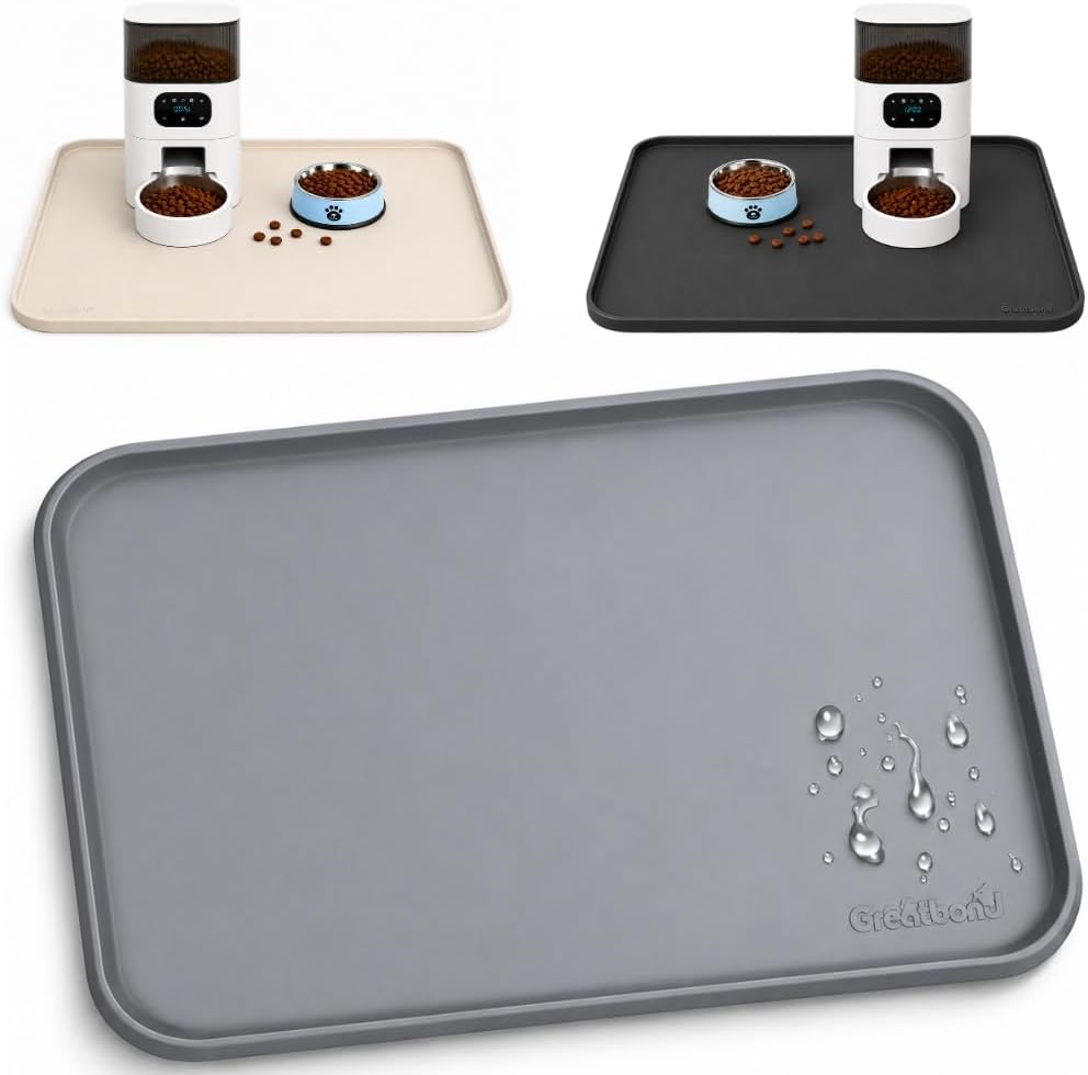 Waterproof Silicone Pet Feeding Mat, Raised Edge, 21.5"x14"