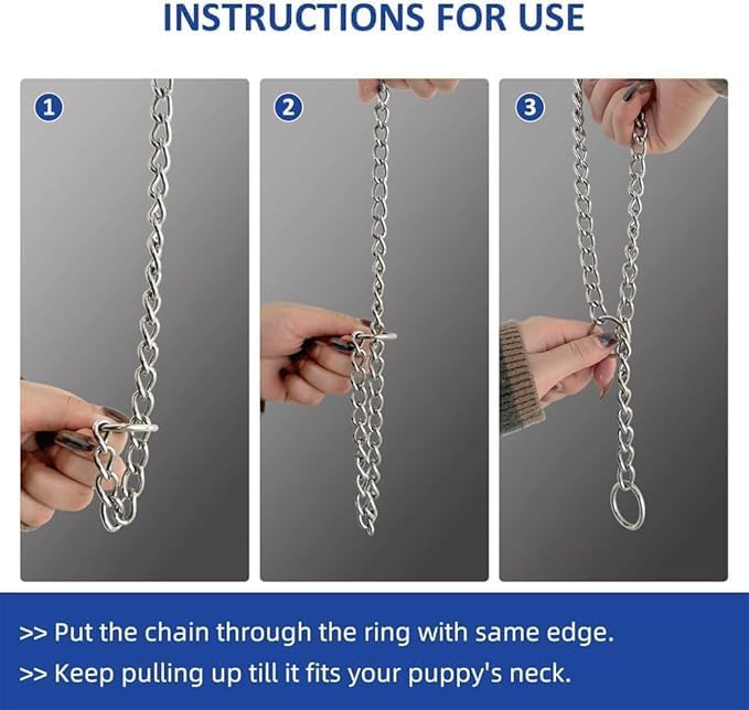 Slip Dog Chain Collars, Stainless Steel Training Dog Collars