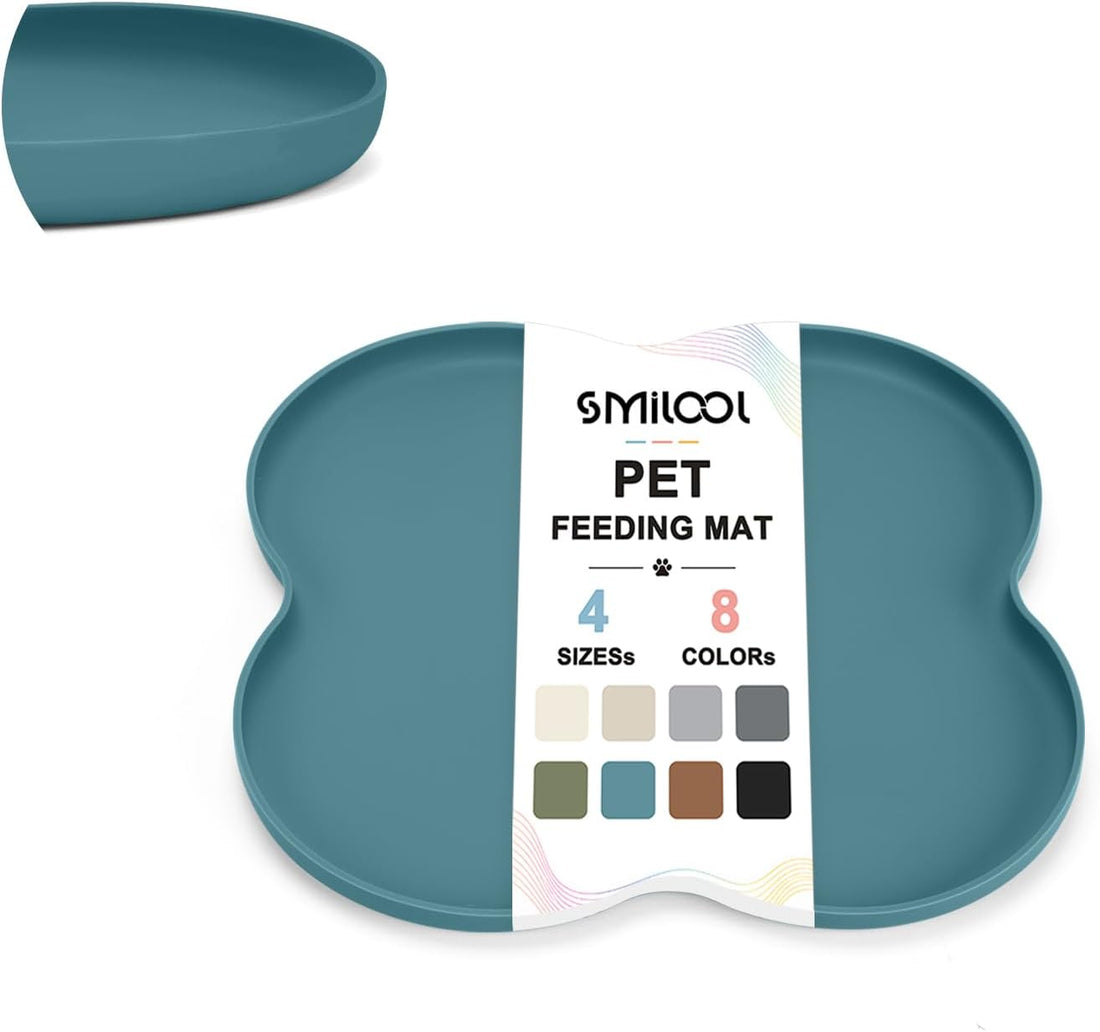 SMILOOL Waterproof Silicone Pet Food Mat with Raised Edge for Dog