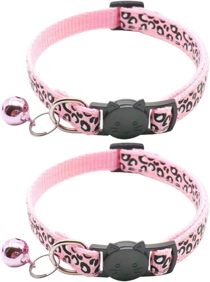 Reflective 2 Pack Breakaway Cat Collars with Bell Leopard Pattern