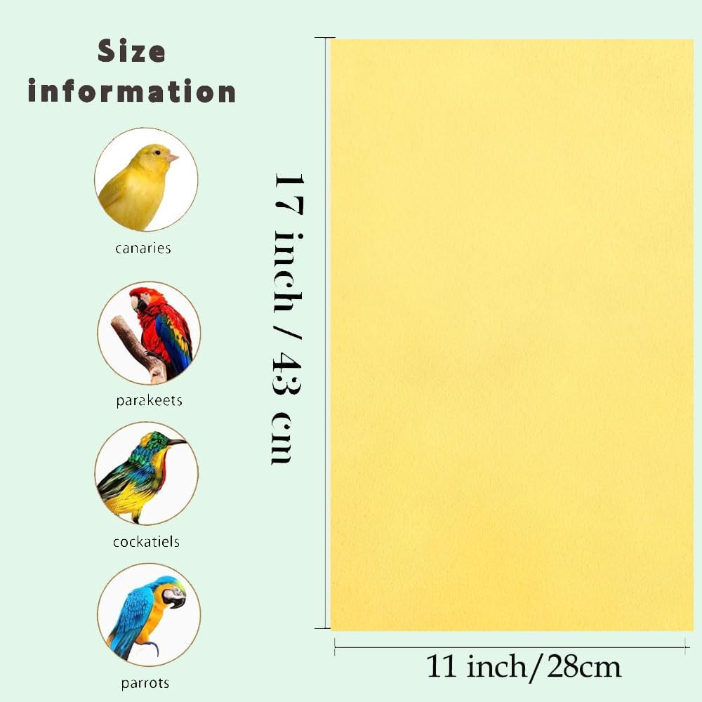 CuaxTume 40 Pieces Bird Gravel Liner Paper for Bird Cage 17” x 11”