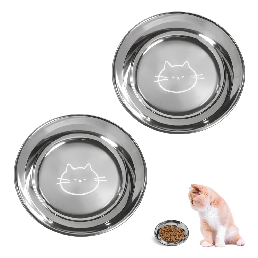 Stainless Steel Cat Bowls Food Dishes for Indoor Cats Cats Shallow