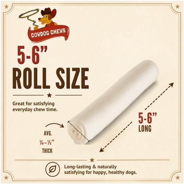 Cowdog Chews 5-6 Inches Rawhide Retriever Roll - Chewing Dog Treat