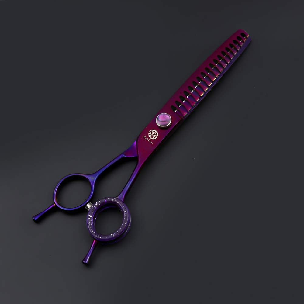 Purple Dragon 7.0" Purple Downward Curved Pet Grooming Curved Scissors