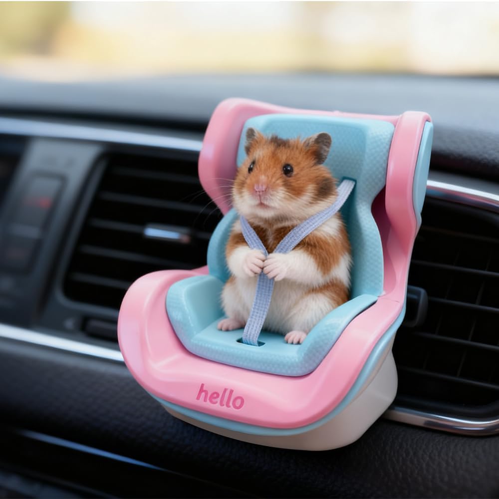 Hamsters Car Seat,Adjustable Leash Gerbils Car Vent Holder Includes