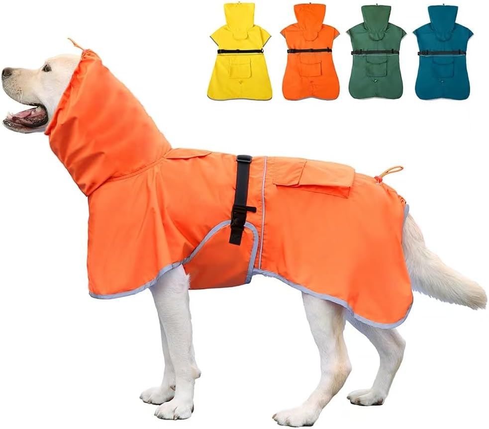 Dog Raincoat Waterproof Adjustable Rain Jacket Small Dogs Blue,L