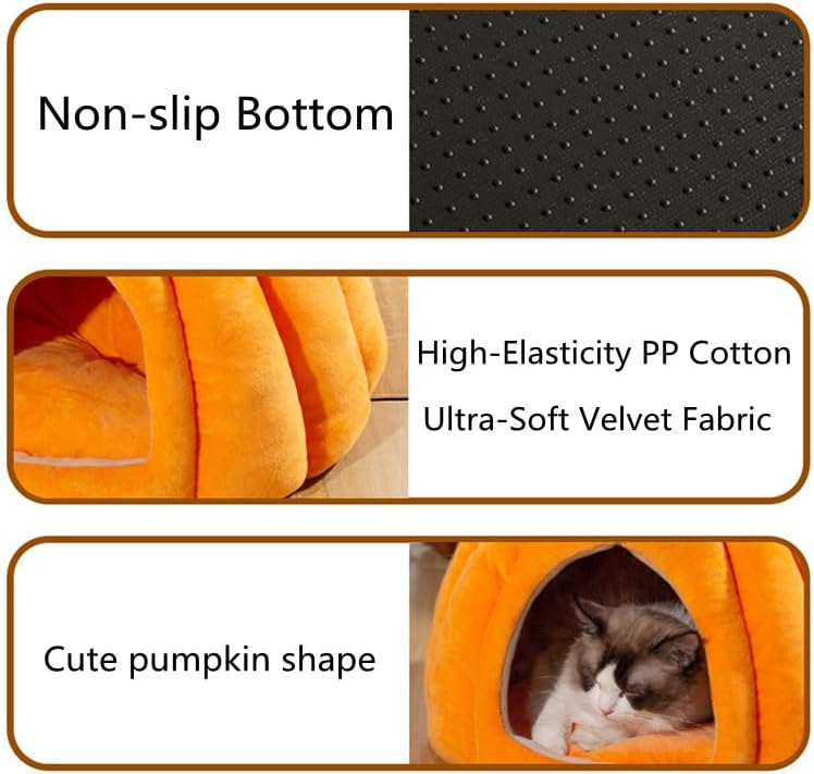 Cat Beds for Indoor Cats,Pumpkin Cat House,Cute Pumpkin Shape Cat