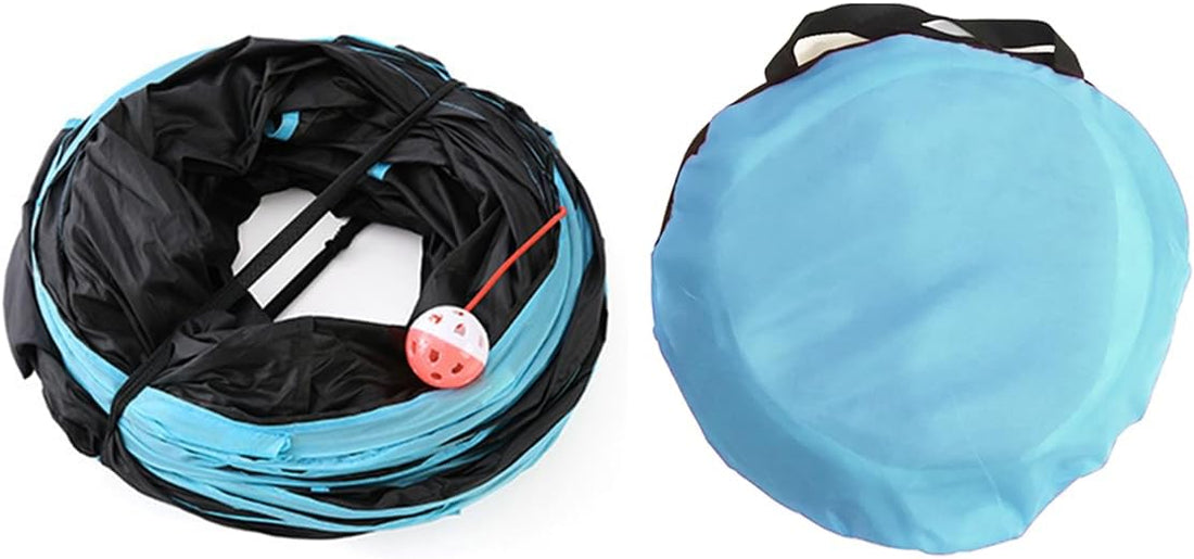 Cat Tunnel,5 Way Large Collapsible Tunnels Tube Upgrade with 6 Peek