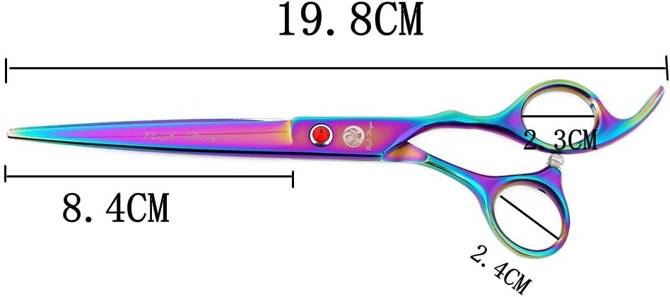 Purple Dragon 7" Dog Grooming Scissors Set with Rhinestone Accent