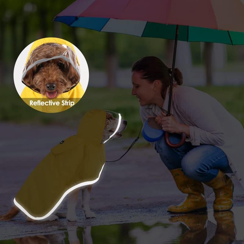 SlowTon Dog Raincoat, Waterproof Dog Rain Jacket with Clear Hooded