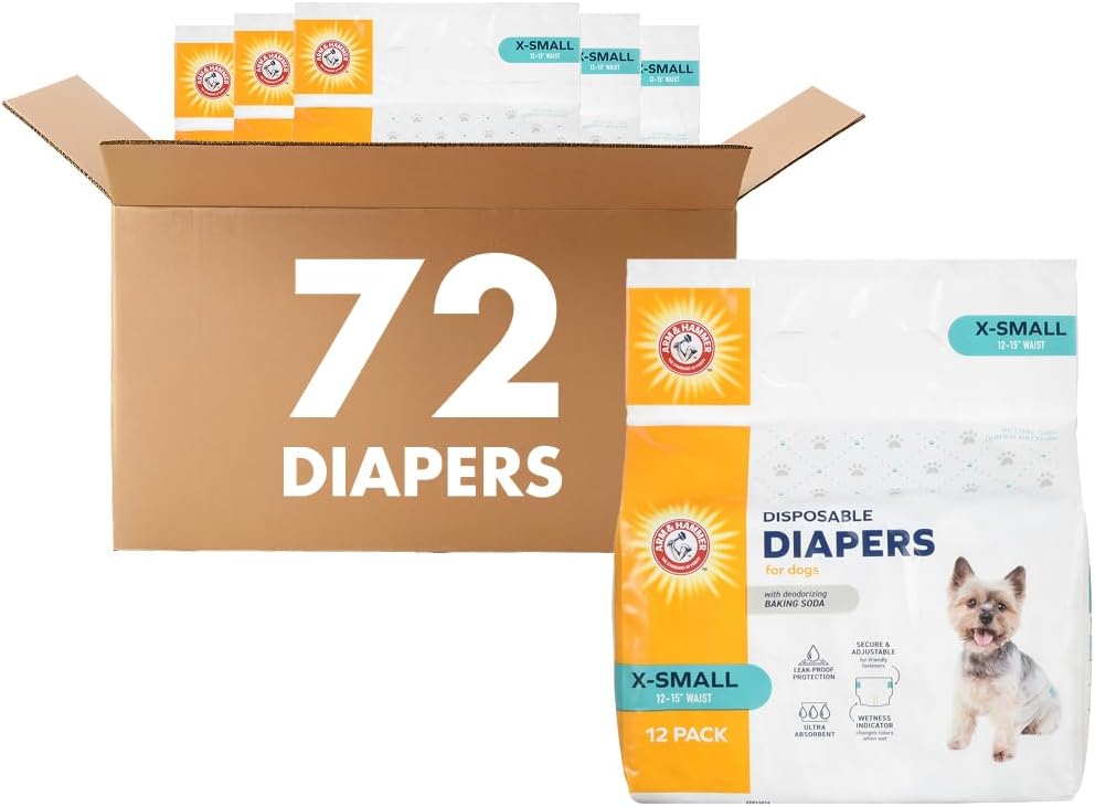 Arm & Hammer Disposable Female Dog Diapers, Medium, 12 Count