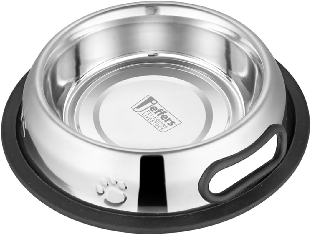 Jeffers Pet Embossed No Tip Anti-Skid Stainless Steel Dog Cat Puppy