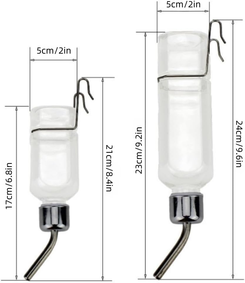 2 Pcs Pet Cage Water Bottle No Drip Small Animal Water Bottle