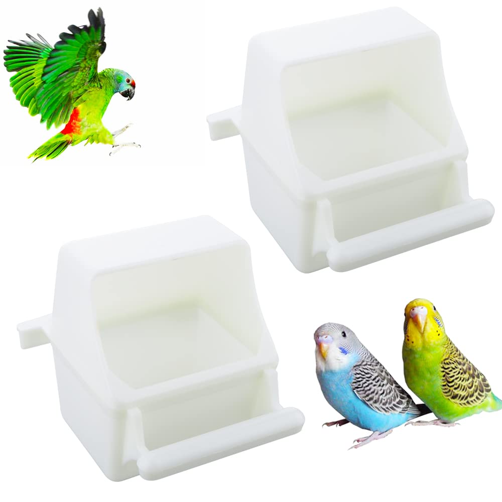 2 Pcs Small Bird Slot Feeder No Mess Cage Hanging Feeder Cup Plastic