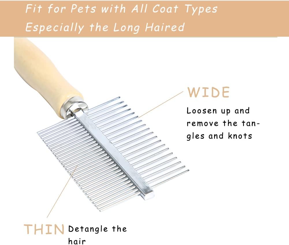 Dog Cat Pet Comb Double-Sided Grooming Brush Metal Comb for Loosening
