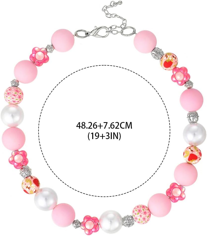 Pink Floral Beaded Collar Necklace for Dog Pet Costume Accessory