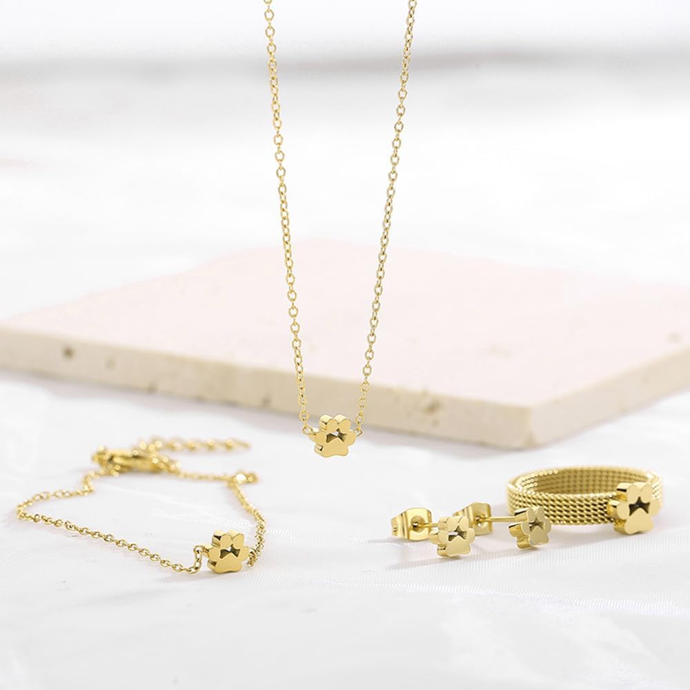 OIDIMS Dog Cat Paw Necklace Lovely Animal Choker Dainty Paw Print