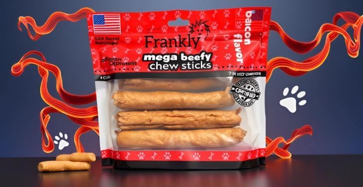 Frankly Pet Original Bacon Flavored Mega Beefy Chew Sticks for Dogs