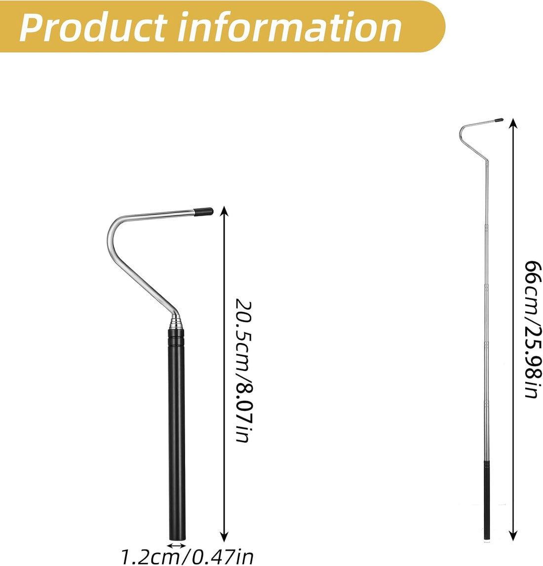 Mabor 40 Inch Snake Hook, Stainless Steel Extensible Grappling Hook