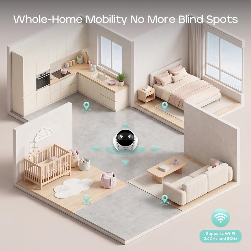 Mobile Pet Camera Robot, 1080P App-Controlled Home Camera for Dogs