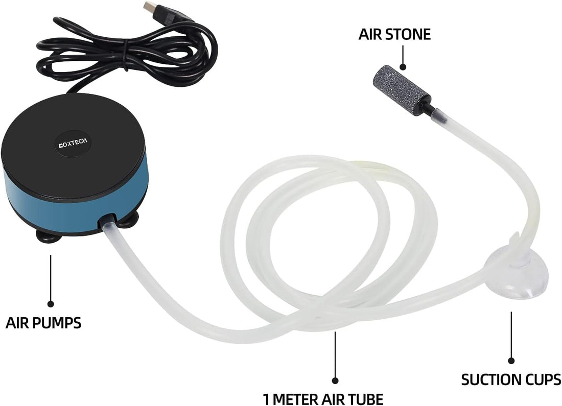 UPETTOOLS Mini USB Aquarium Air Pump, Quiet Fish Tank Oxygen Pump