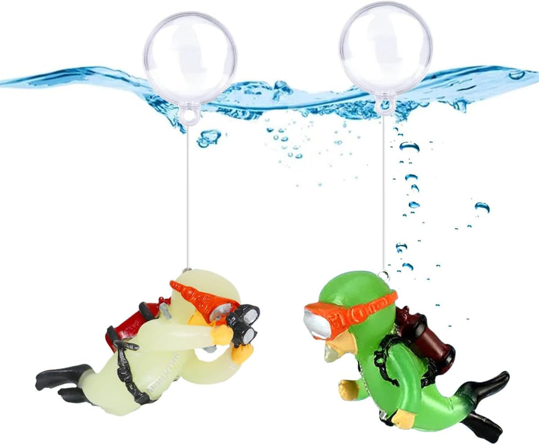 3pcs Floating Fish Tank Decorations, Little Diver Aquarium Decoration