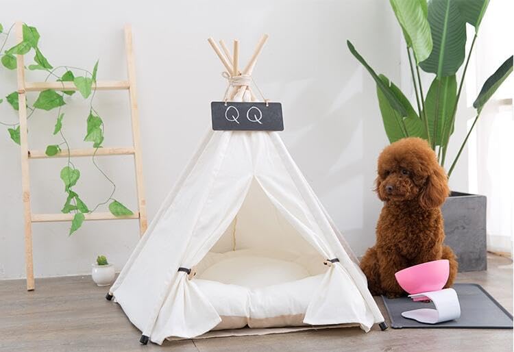 Pet Teepee Dog & Puppy Cat Tents Tipi Bed Portable Houses with Thick