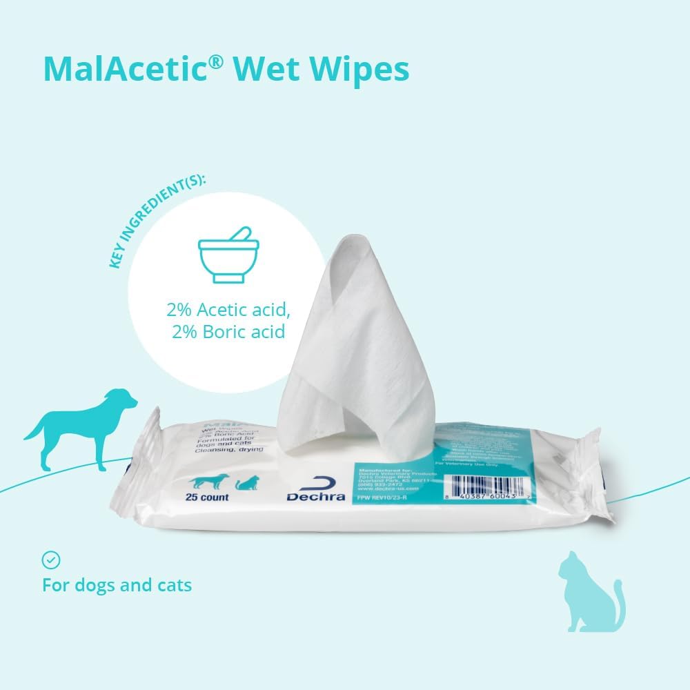 MalAcetic Wet Wipes for Dogs and Cats 25 Count