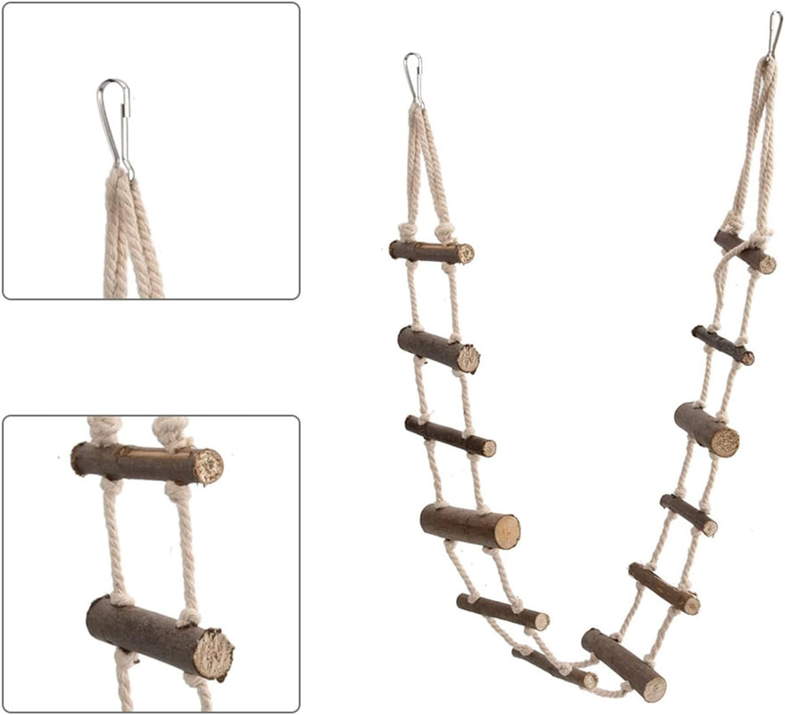 Hamster Wooden Rope Ladder, 39.4in Adjustable Bird Ladders Bridge