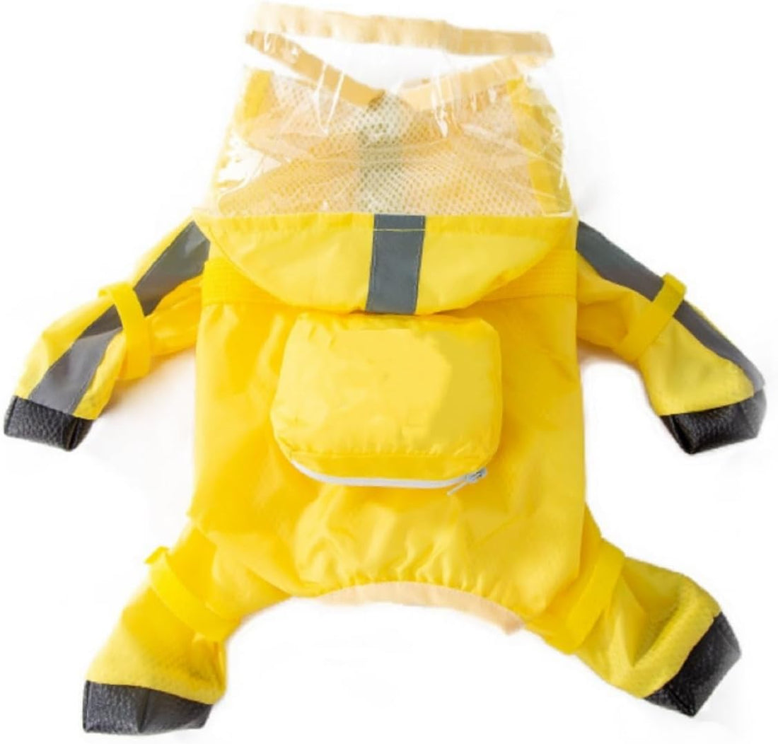 Waterproof Dog Raincoat,Full Coverage 4 Legs Dog Rain Jacket