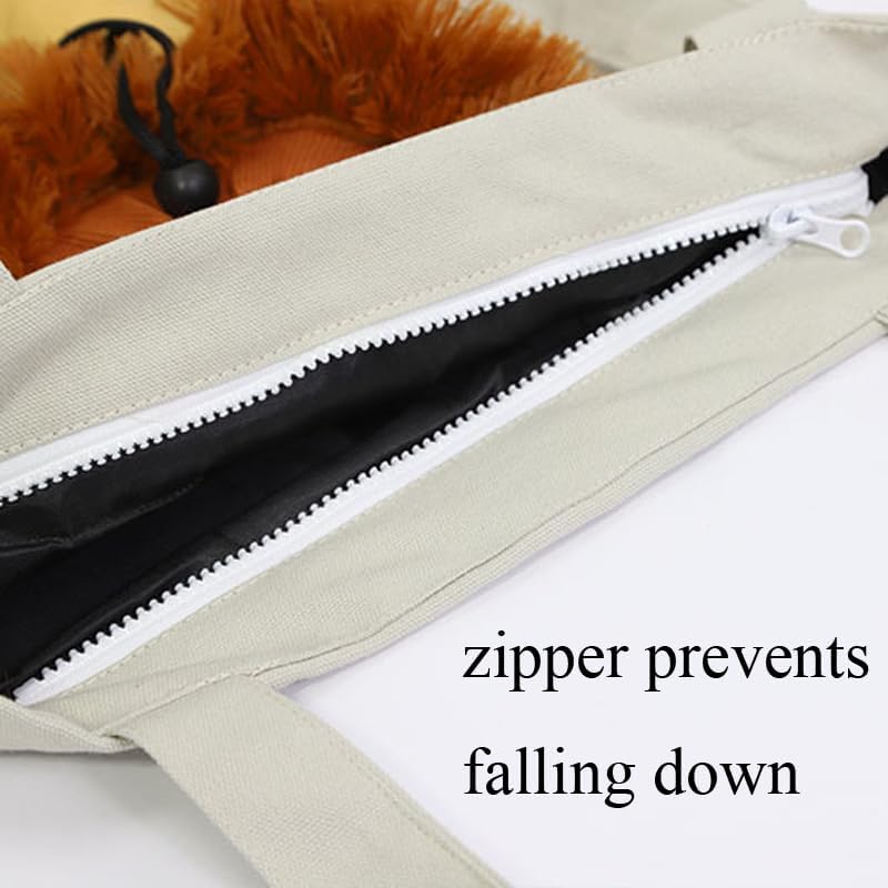 Lion-Shaped Pet Canvas Shoulder Bag Portable Cat Carrier Tote Bag