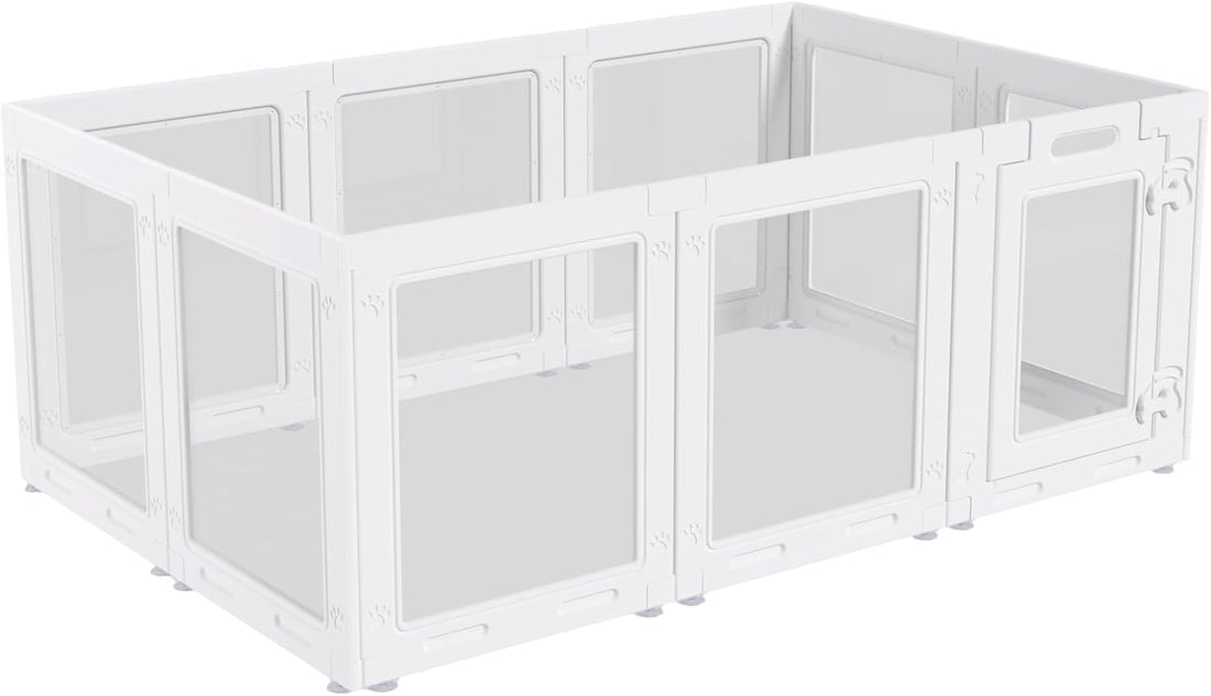 Clear Acrylic Dog Playpen with Door,23.6" Puppy Playpen,Easy Assemble