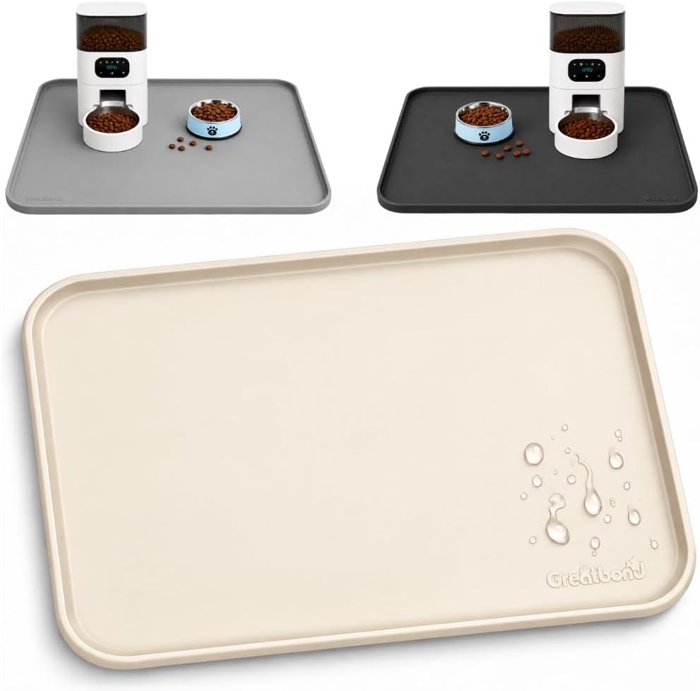 Waterproof Silicone Pet Feeding Mat, Raised Edge, 21.5"x14"