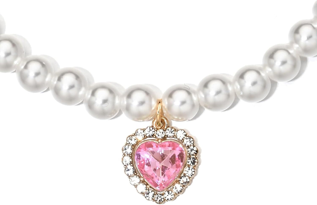 Cat Dog Sparkle Jewelry Pearl Collar Puppy Kitten Rhinestone Pendant