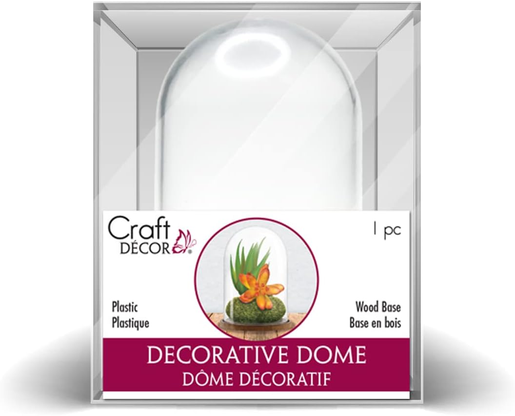 Terrarium Plastic Clear Dome with Wood Base - DIY Crafts