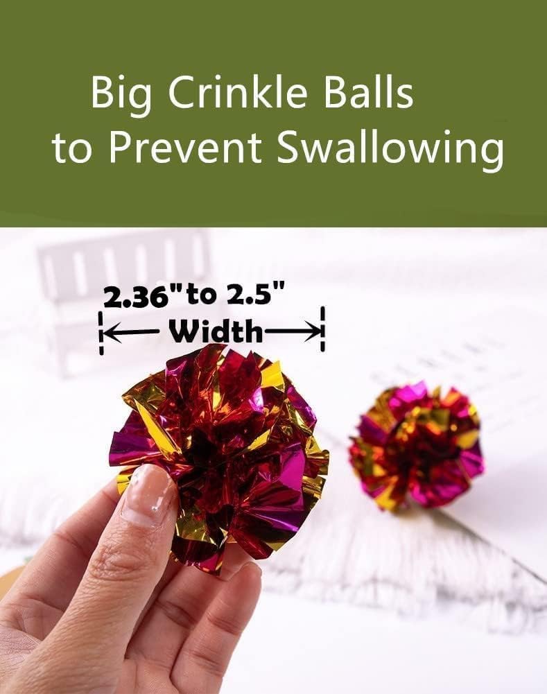PETFAVORITES Mylar Crinkle Balls Cat Toys Interactive Crinkle Cat Toy