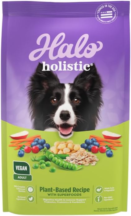 Halo Holistic Dry Dog Food, Vegan Plant-Based Recipe, Superfoods