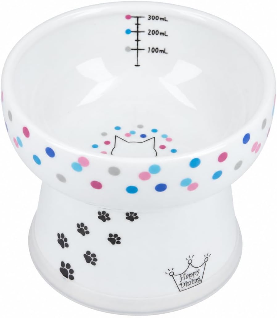 Necoichi Porcelain Elevated Cat Water Bowl, Whisker-Friendly