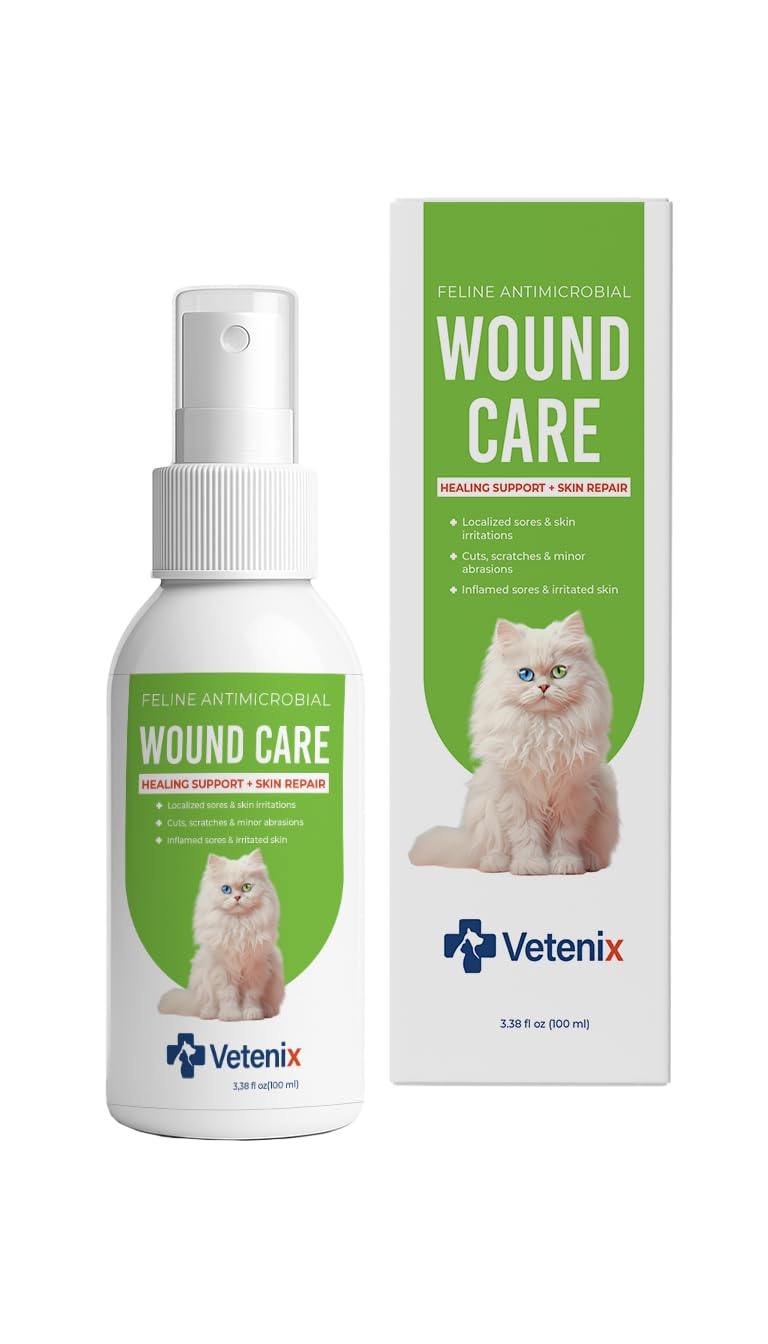 Vetenix Cat Wound Care Spray Feline Healing Aid, Skin Repair for Cuts